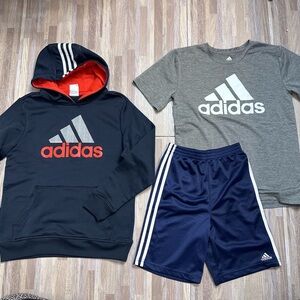 Adidas Kids' Gray and Navy Shirt & Hoodie & Shorts Bundle Size Medium